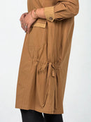 Tan Contrast Stitch Utility Long Shirt