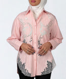 Stripe Sheer Embroidery Shirt