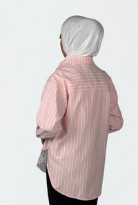 Stripe Sheer Embroidery Shirt