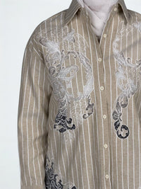 Stripe Sheer Embroidery Shirt
