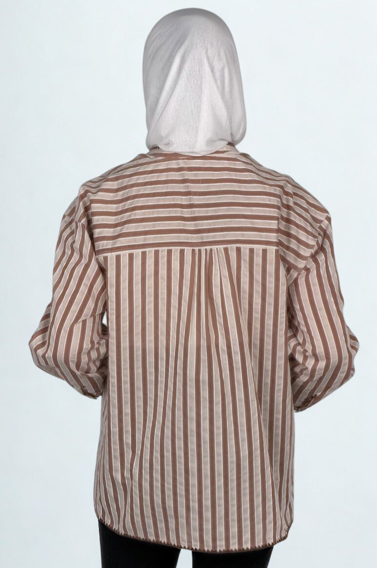 Brown Stripe Tailored Detail Shirt