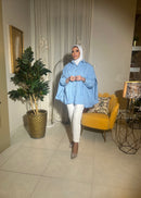 Oversized Button-Down Cape Shirt