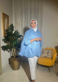 Oversized Button-Down Cape Shirt