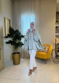 Oversized Button-Down Cape Shirt