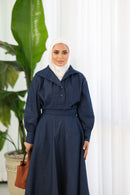 فستان دنيم داكن على شكل حرف A