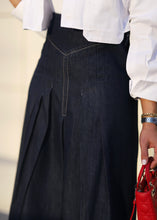 Load image into Gallery viewer, High Waist Flared Jeans Skirt
