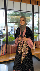 Velvet & Strass Petal Appliqué Bisht