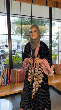 Velvet & Strass Petal Appliqué Bisht