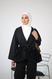 جاكيت بيبلوم مكشكش برباط عند الخصر