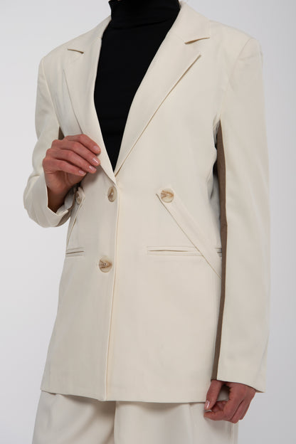 Cream Waist Belts Blazer Jacket