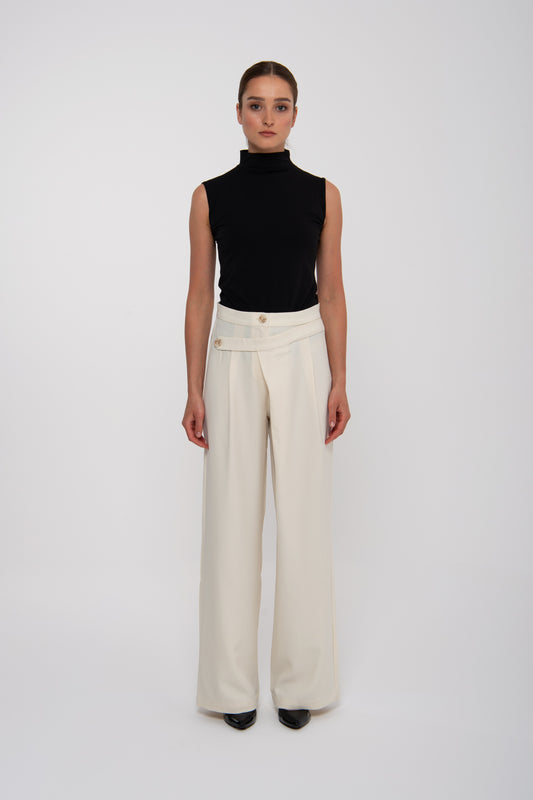 Slanted Belt Trousers - 2 Colors