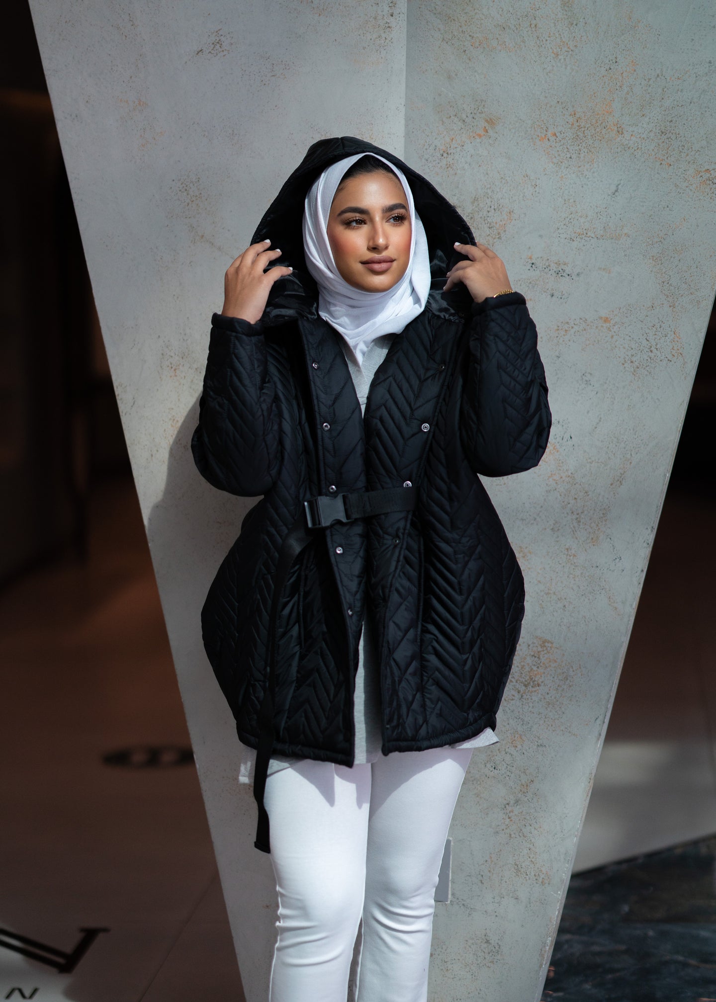Belted Hooded Puffy Jacket